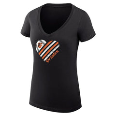 Baltimore Orioles G-III 4Her by Carl Banks Women's Super-Slim Fit Lightweight Heart V-Neck T-Shirt Clearance