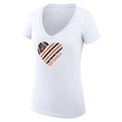 Baltimore Orioles G-III 4Her by Carl Banks Women's Super-Slim Fit Lightweight Heart V-Neck T-Shirt Lifestyle