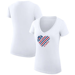 Chicago Cubs G-III 4Her by Carl Banks Women's Super-Slim Fit Lightweight Heart V-Neck T-Shirt On Sale