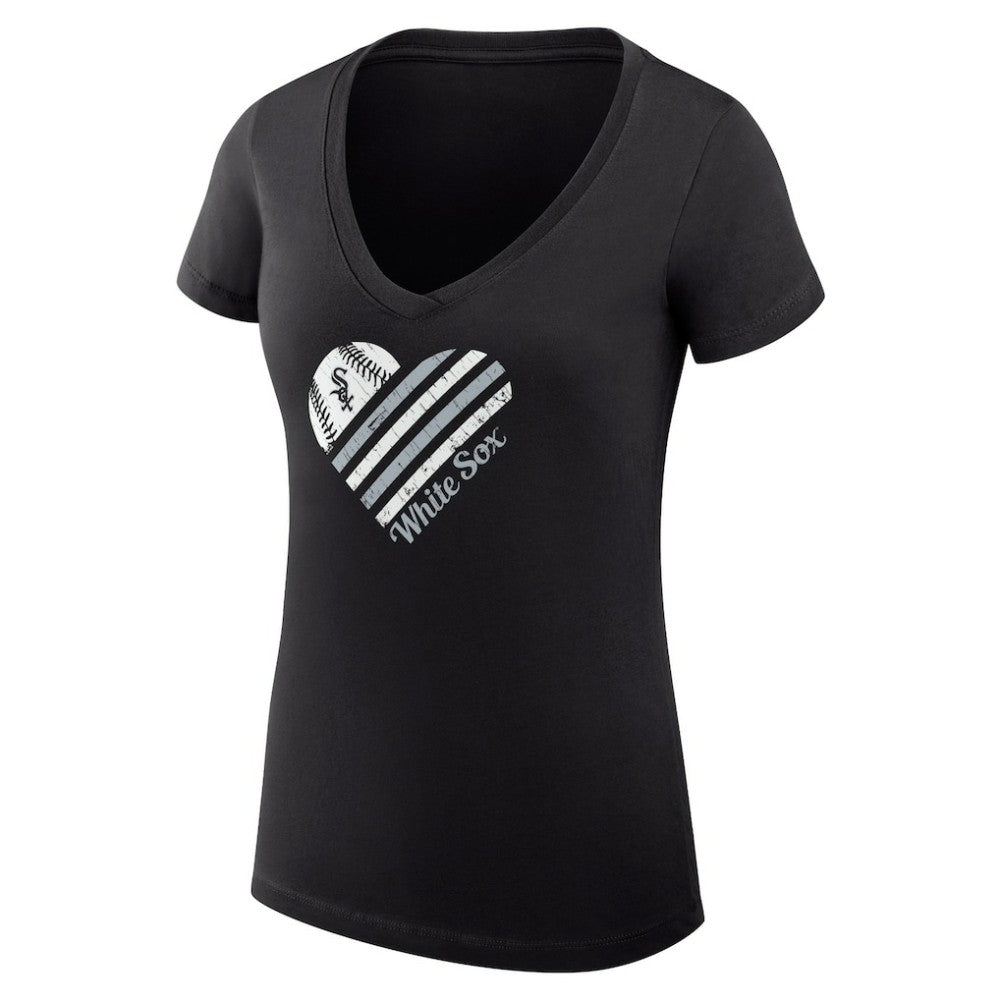 Chicago White Sox G-III 4Her by Carl Banks Women's Super-Slim Fit Lightweight Heart V-Neck T-Shirt discount