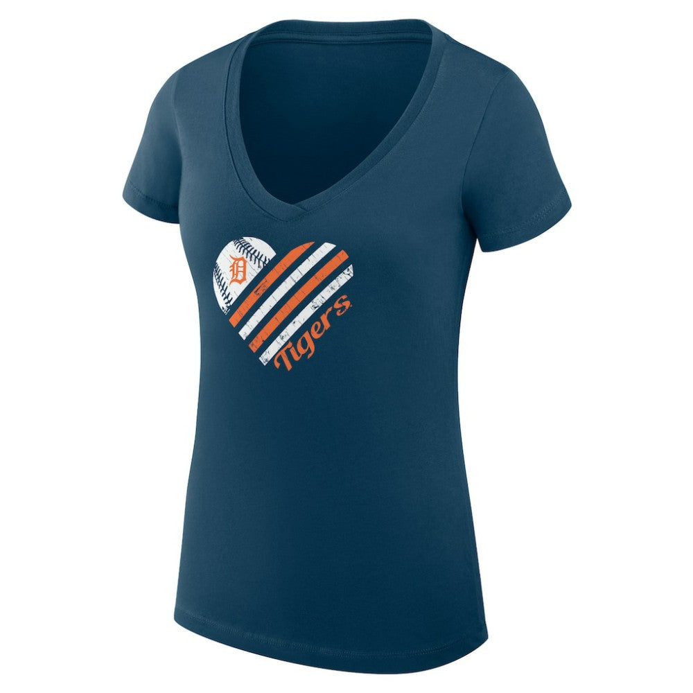 Detroit Tigers G-III 4Her by Carl Banks Women's Super-Slim Fit Lightweight Heart V-Neck T-Shirt Online