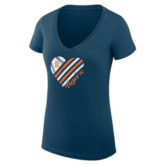 Detroit Tigers G-III 4Her by Carl Banks Women's Super-Slim Fit Lightweight Heart V-Neck T-Shirt Online