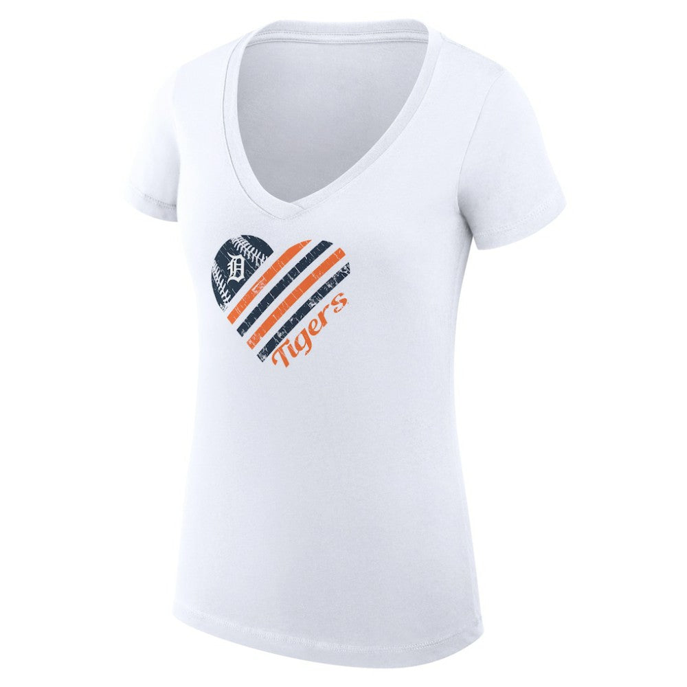 Detroit Tigers G-III 4Her by Carl Banks Women's Super-Slim Fit Lightweight Heart V-Neck T-Shirt discount