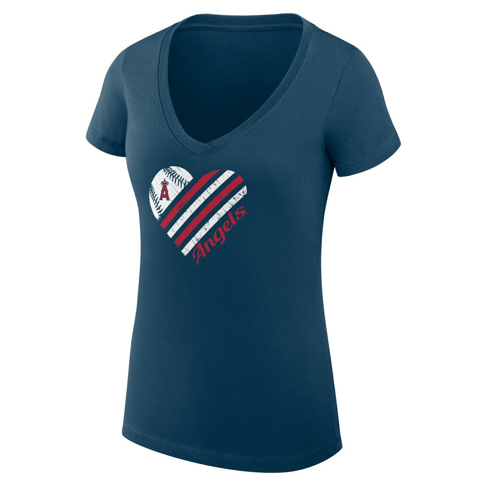 Los Angeles Angels G-III 4Her by Carl Banks Women's Super-Slim Fit Lightweight Heart V-Neck T-Shirt Near Me