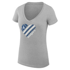 Los Angeles Dodgers G-III 4Her by Carl Banks Women's Super-Slim Fit Lightweight Heart V-Neck T-Shirt Online