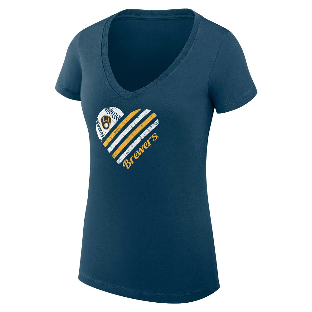 Milwaukee Brewers G-III 4Her by Carl Banks Women's Super-Slim Fit Lightweight Heart V-Neck T-Shirt Near Me