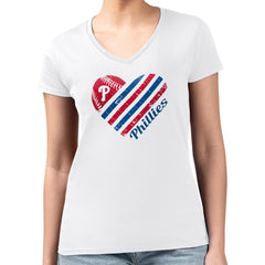 Philadelphia Phillies G-III 4Her by Carl Banks Women's Super-Slim Fit Lightweight Heart V-Neck T-Shirt Online
