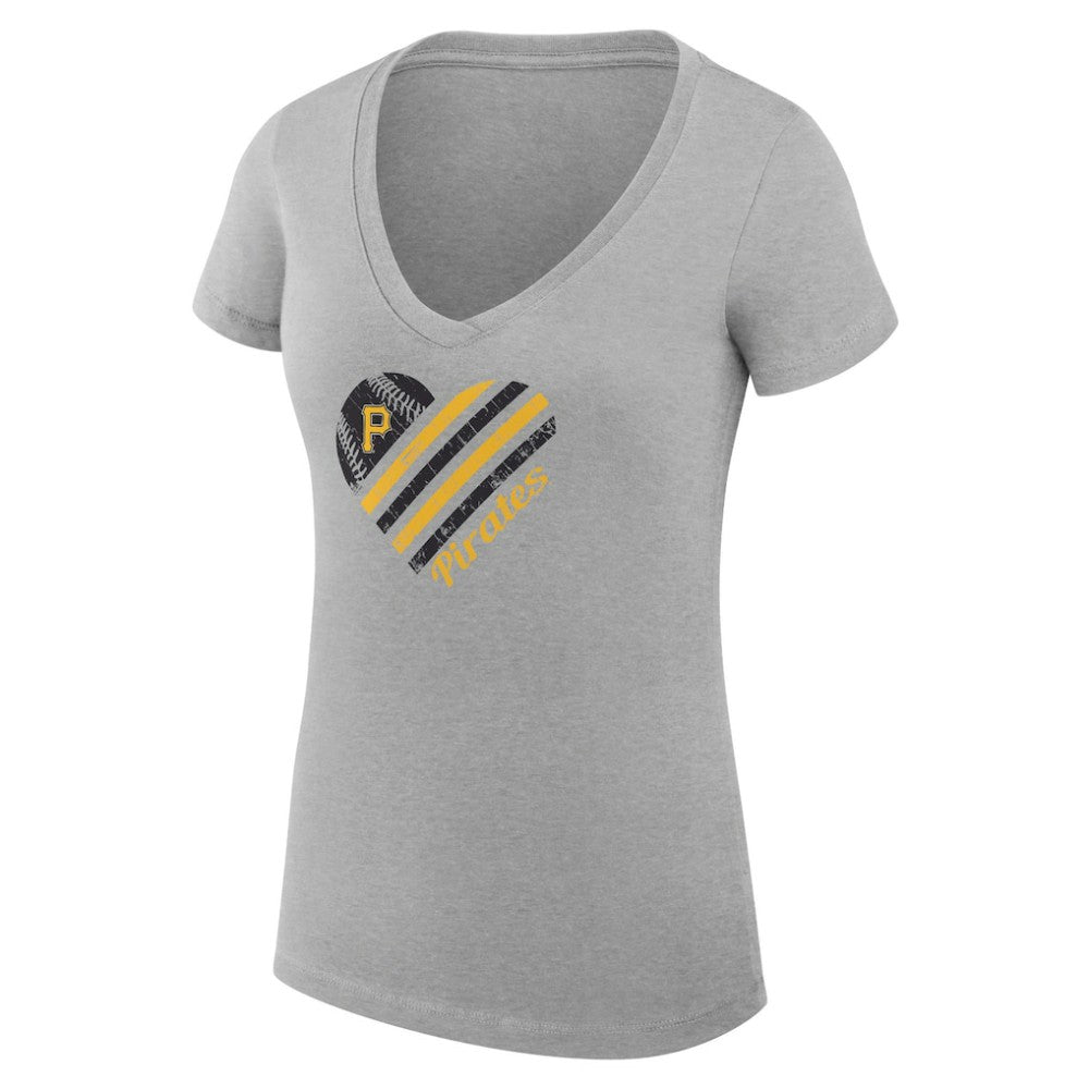 Pittsburgh Pirates G-III 4Her by Carl Banks Women's Super-Slim Fit Lightweight Heart V-Neck T-Shirt On Sale