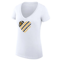 San Diego Padres G-III 4Her by Carl Banks Women's Super-Slim Fit Lightweight Heart V-Neck T-Shirt discount