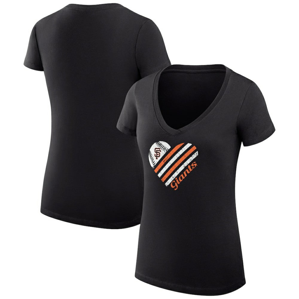 San Francisco Giants G-III 4Her by Carl Banks Women's Super-Slim Fit Lightweight Heart V-Neck T-Shirt Sale