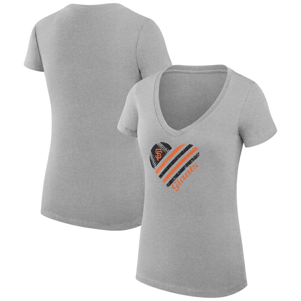 San Francisco Giants G-III 4Her by Carl Banks Women's Super-Slim Fit Lightweight Heart V-Neck T-Shirt On Sale