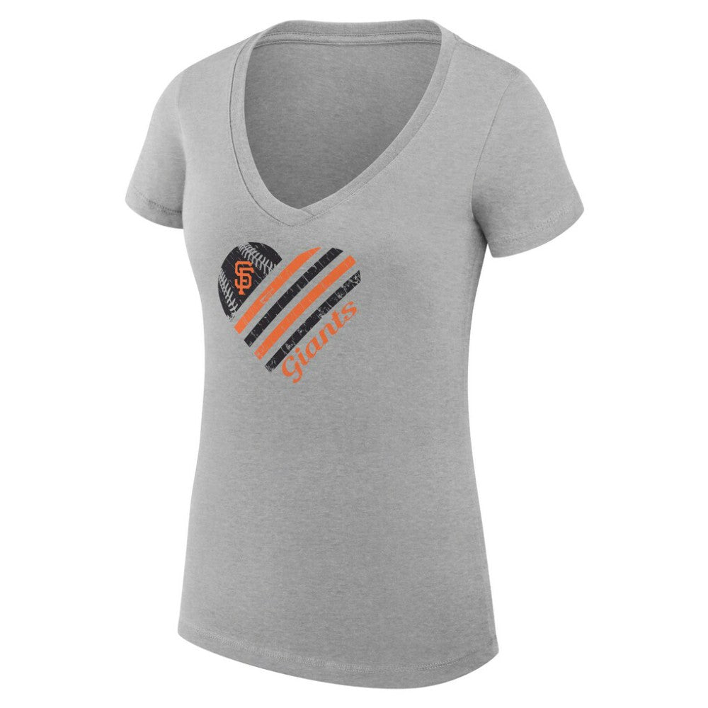 San Francisco Giants G-III 4Her by Carl Banks Women's Super-Slim Fit Lightweight Heart V-Neck T-Shirt On Sale