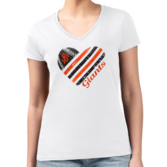 San Francisco Giants G-III 4Her by Carl Banks Women's Super-Slim Fit Lightweight Heart V-Neck T-Shirt On Sale