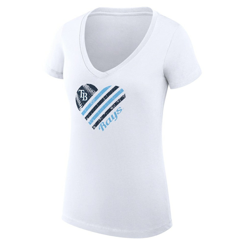Tampa Bay Rays G-III 4Her by Carl Banks Women's Super-Slim Fit Lightweight Heart V-Neck T-Shirt On Sale