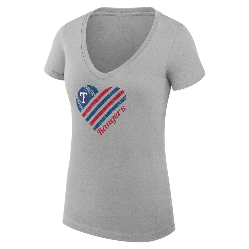 Texas Rangers G-III 4Her by Carl Banks Women's Super-Slim Fit Lightweight Heart V-Neck T-Shirt Clearance