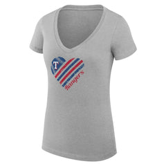 Texas Rangers G-III 4Her by Carl Banks Women's Super-Slim Fit Lightweight Heart V-Neck T-Shirt Clearance