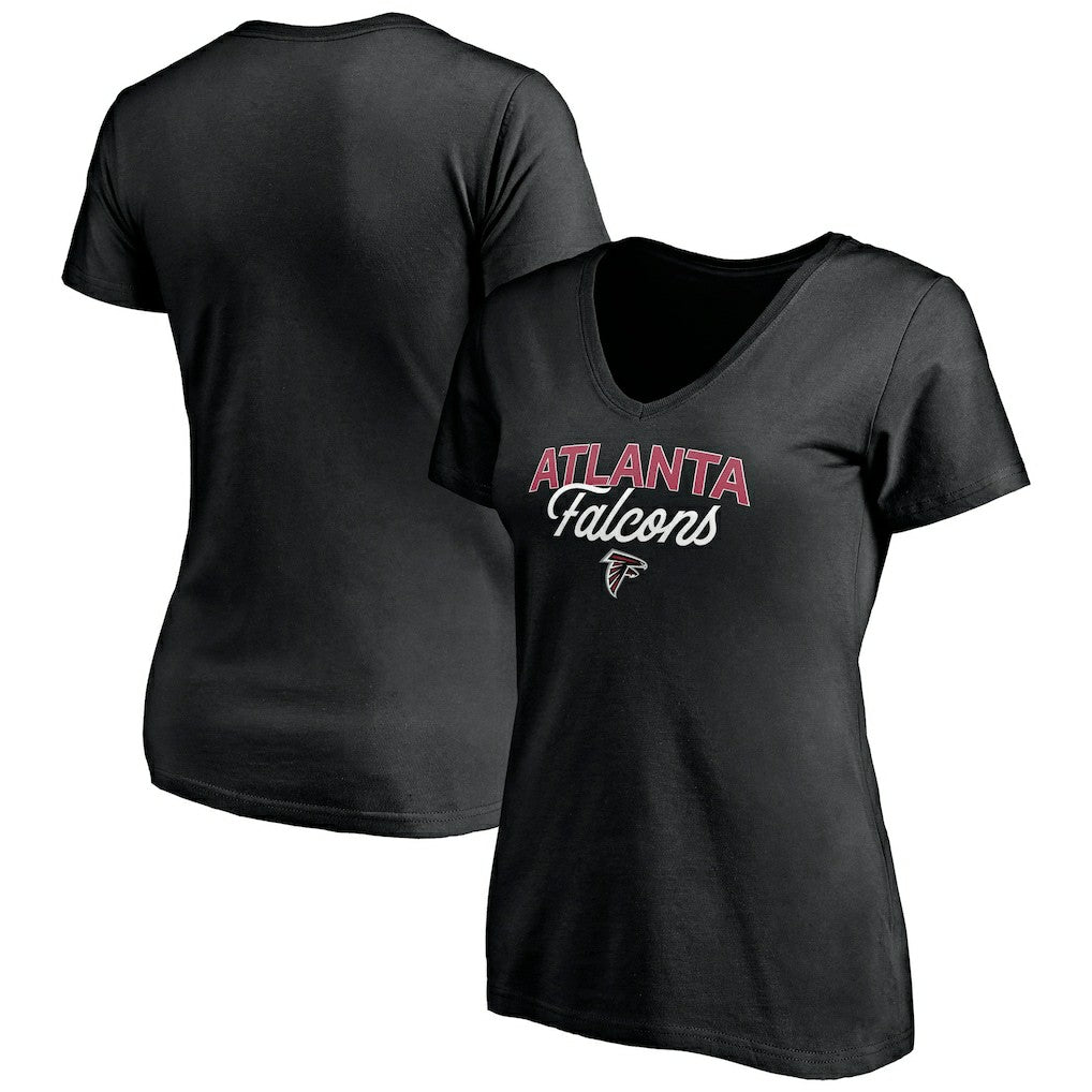 Atlanta Falcons Women's Depth Chart V-Neck T-Shirt Black - NFL