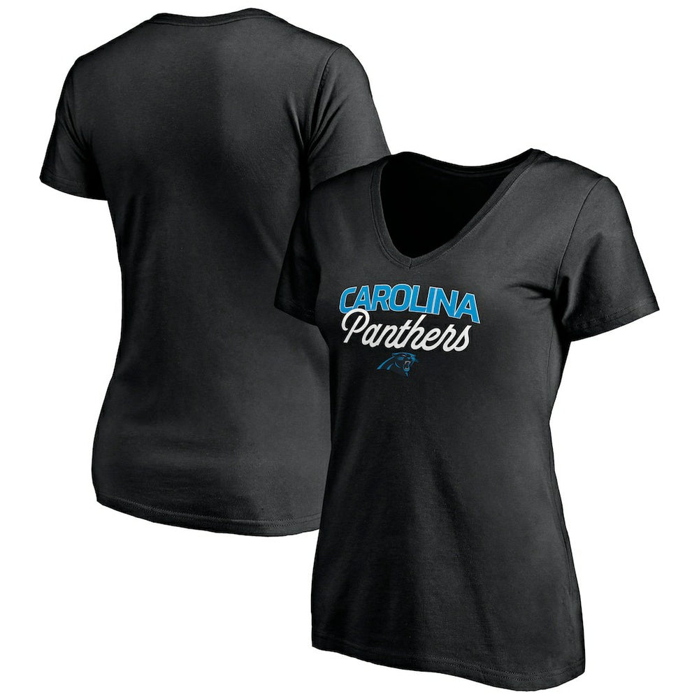 Carolina Panthers Women's Depth Chart V-Neck T-Shirt Black - NFL