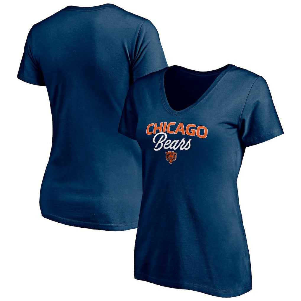 Chicago Bears Women's Depth Chart V-Neck T-Shirt Navy - NFL