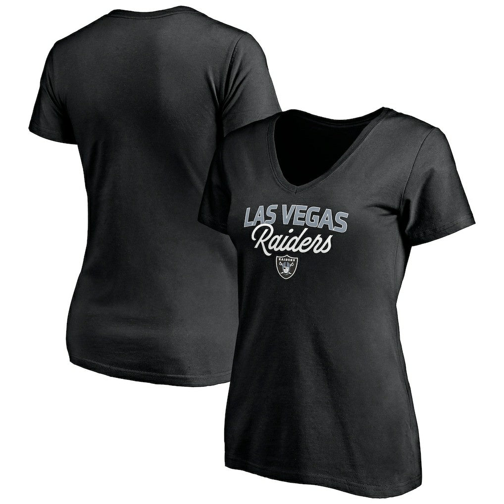 Las Vegas Raiders Women's Depth Chart V-Neck T-Shirt Black - NFL