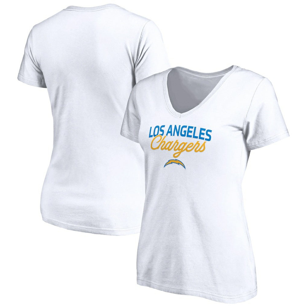 Los Angeles Chargers Women's Depth Chart V-Neck T-Shirt White - NFL