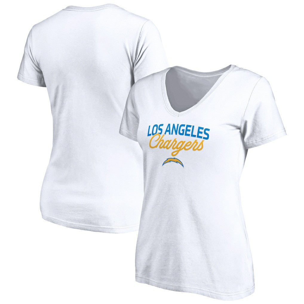 Los Angeles Chargers Women's Depth Chart V-Neck T-Shirt White - NFL