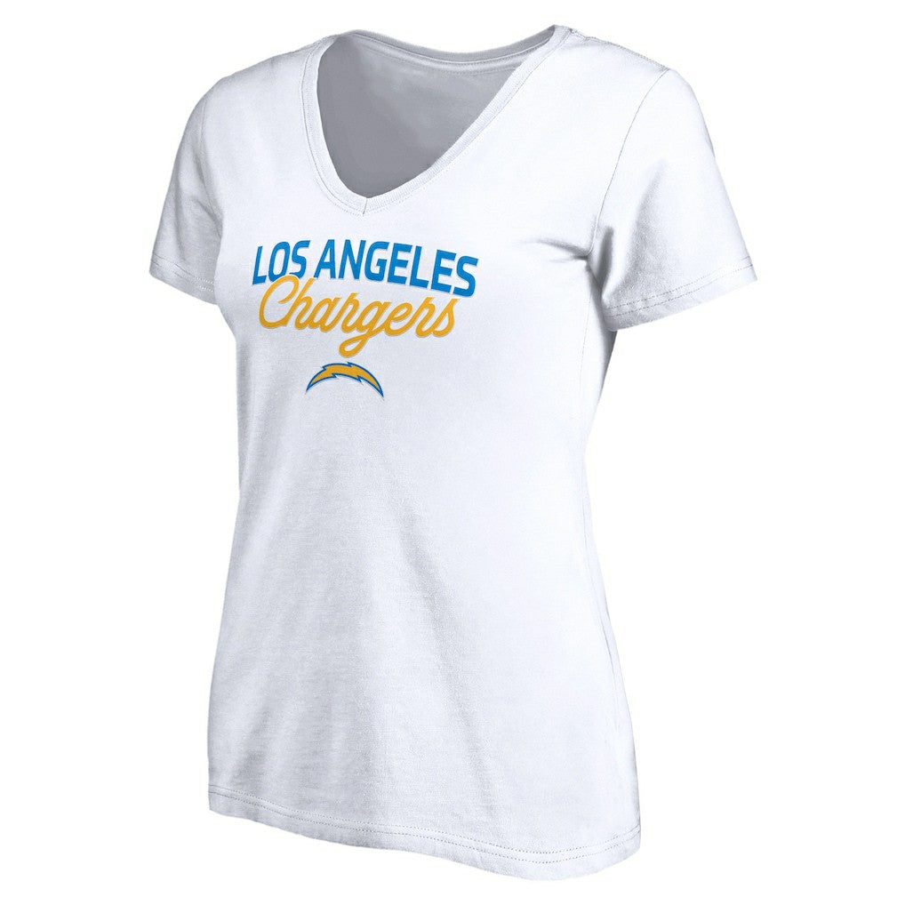 Los Angeles Chargers Women's Depth Chart V-Neck T-Shirt White - NFL