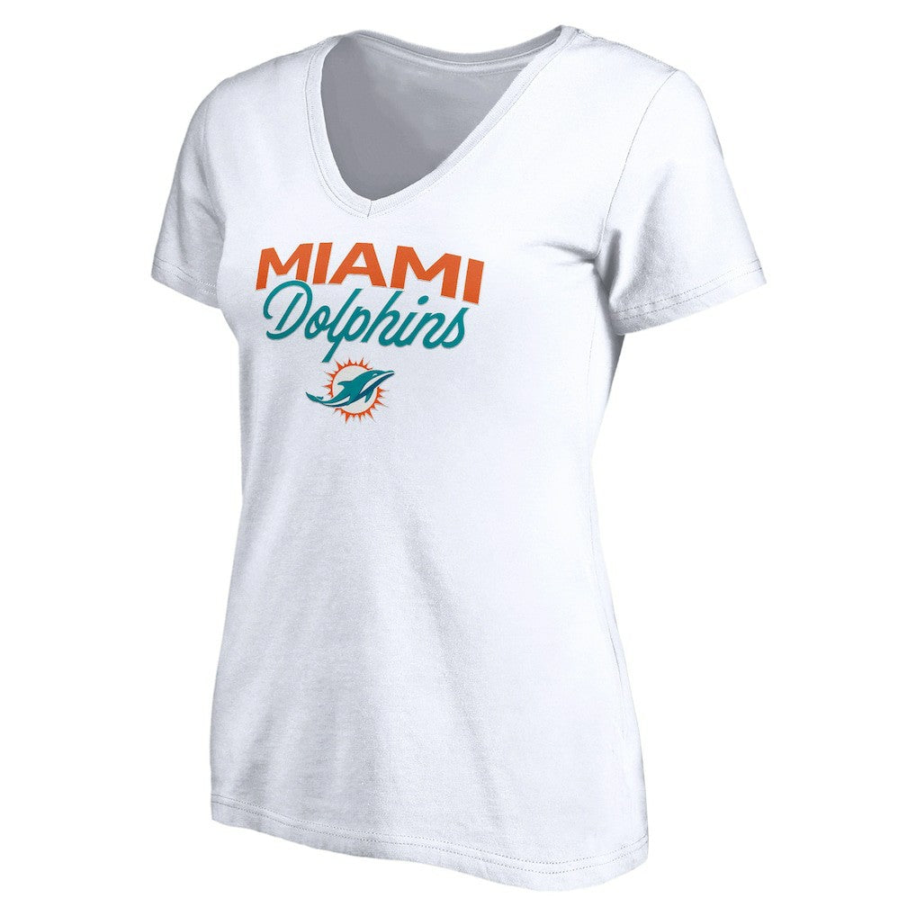 Miami Dolphins Women's Depth Chart V-Neck T-Shirt White - NFL