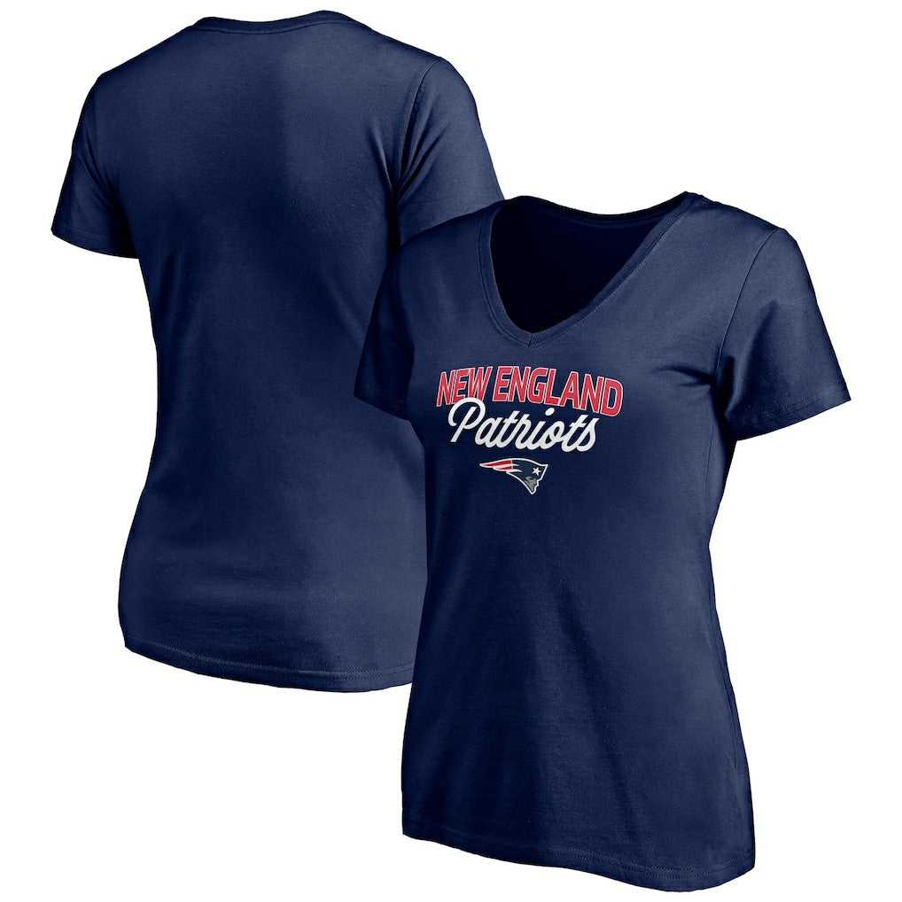 New England Patriots Women's Depth Chart V-Neck T-Shirt Navy - NFL