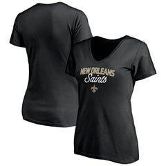 New Orleans Saints Women's Depth Chart V-Neck T-Shirt Black - NFL