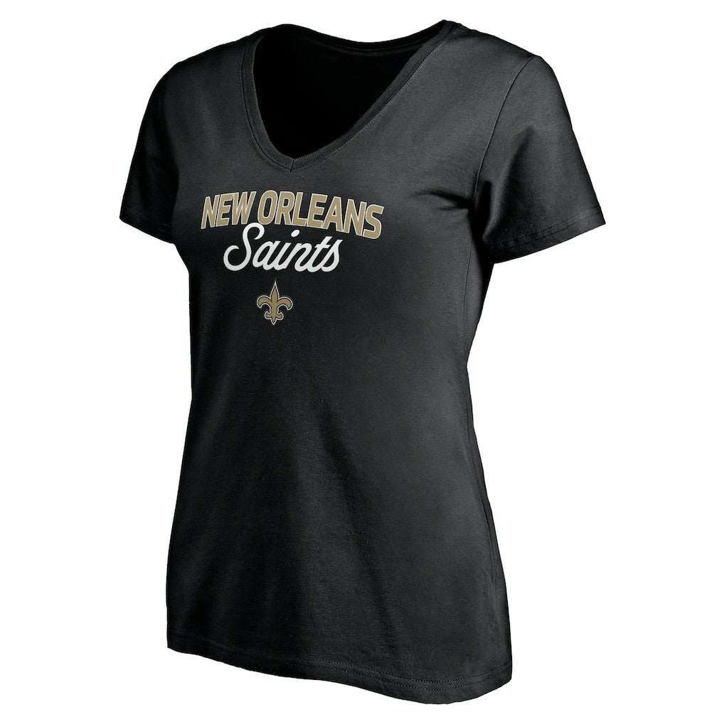 New Orleans Saints Women's Depth Chart V-Neck T-Shirt Black - NFL