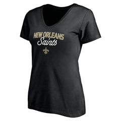 New Orleans Saints Women's Depth Chart V-Neck T-Shirt Black - NFL