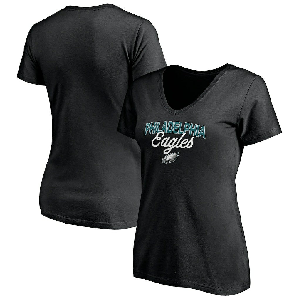 Philadelphia Eagles Women's Depth Chart V-Neck T-Shirt Black - NFL