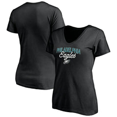 Philadelphia Eagles Women's Depth Chart V-Neck T-Shirt Black - NFL