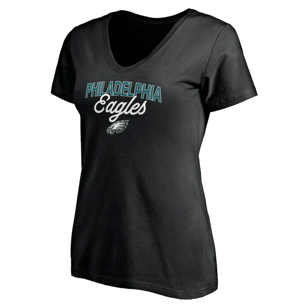 Philadelphia Eagles Women's Depth Chart V-Neck T-Shirt Black - NFL