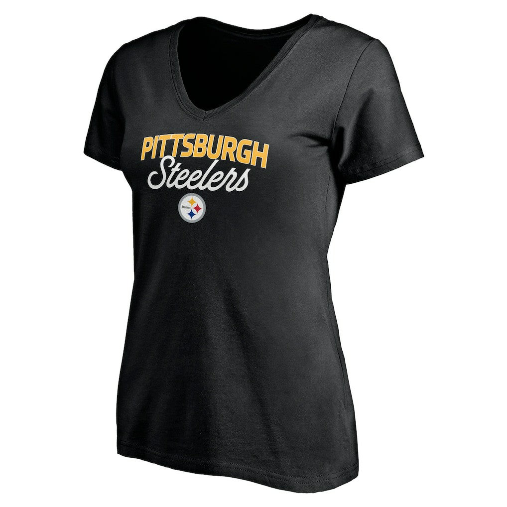 Pittsburgh Steelers Women's Depth Chart V-Neck T-Shirt Black - NFL