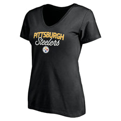 Pittsburgh Steelers Women's Depth Chart V-Neck T-Shirt Black - NFL
