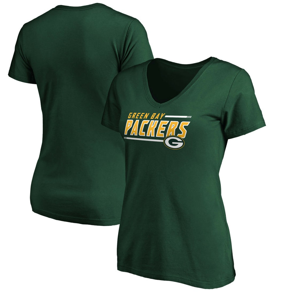 Green Bay Packers Women's Mascot In Bounds V-Neck T-Shirt Green - NFL