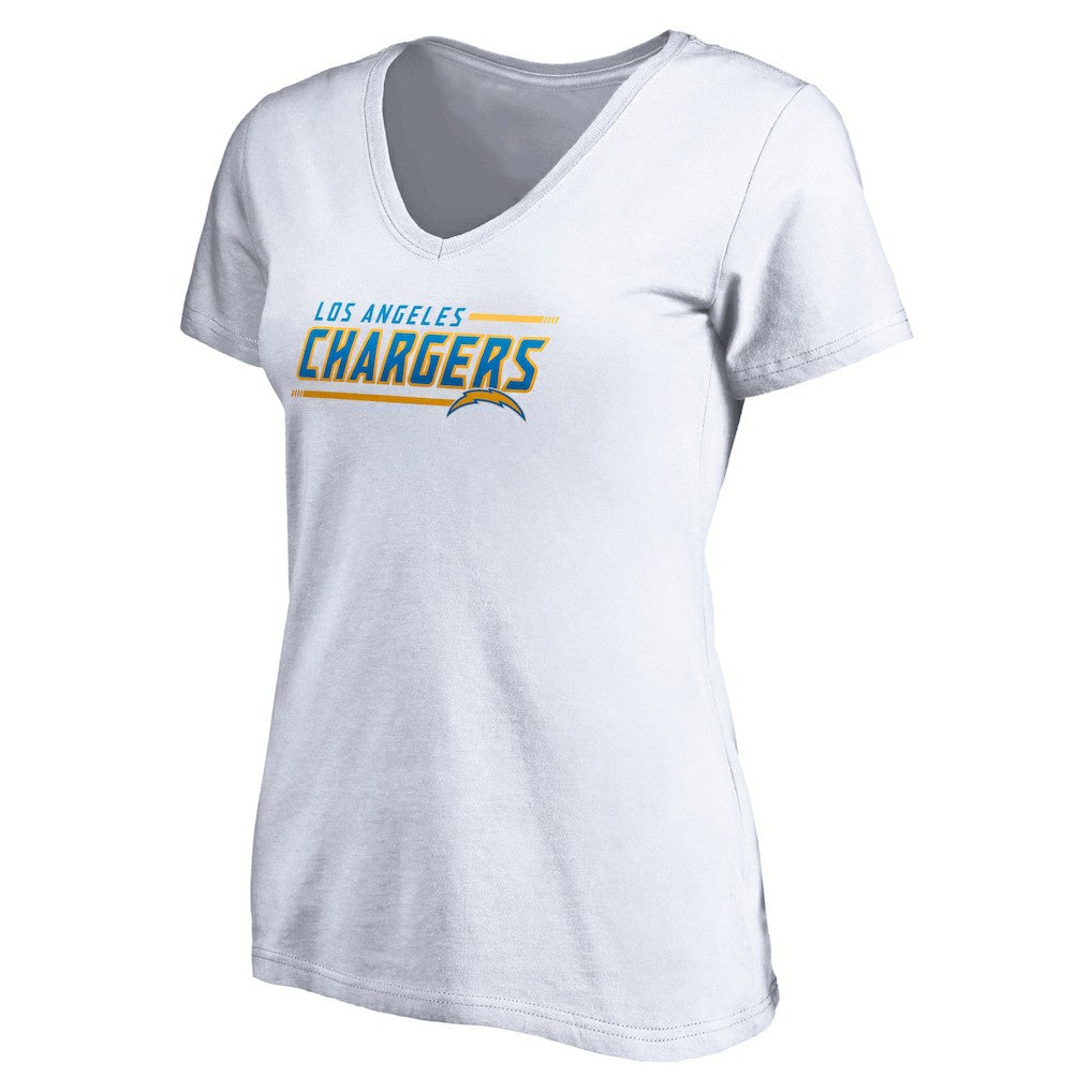 Los Angeles Chargers Women's Mascot In Bounds V-Neck T-Shirt White - NFL