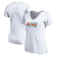 Miami Dolphins Women's Mascot In Bounds V-Neck T-Shirt White - NFL
