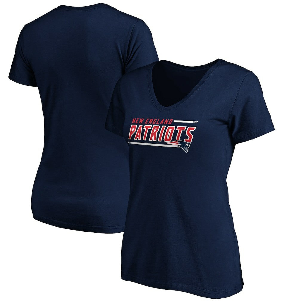 New England Patriots Women's Mascot In Bounds V-Neck T-Shirt Navy - NFL