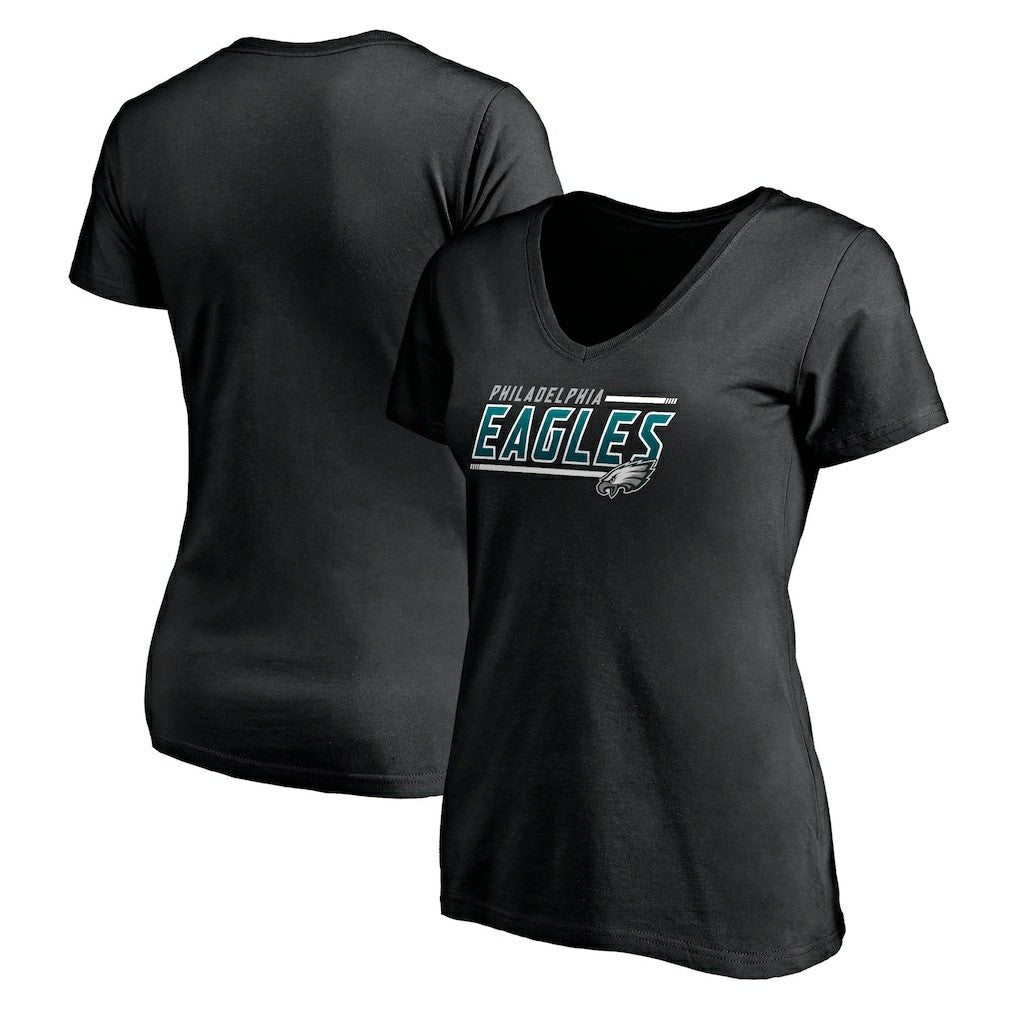 Philadelphia Eagles Women's Mascot In Bounds V-Neck T-Shirt Black - NFL