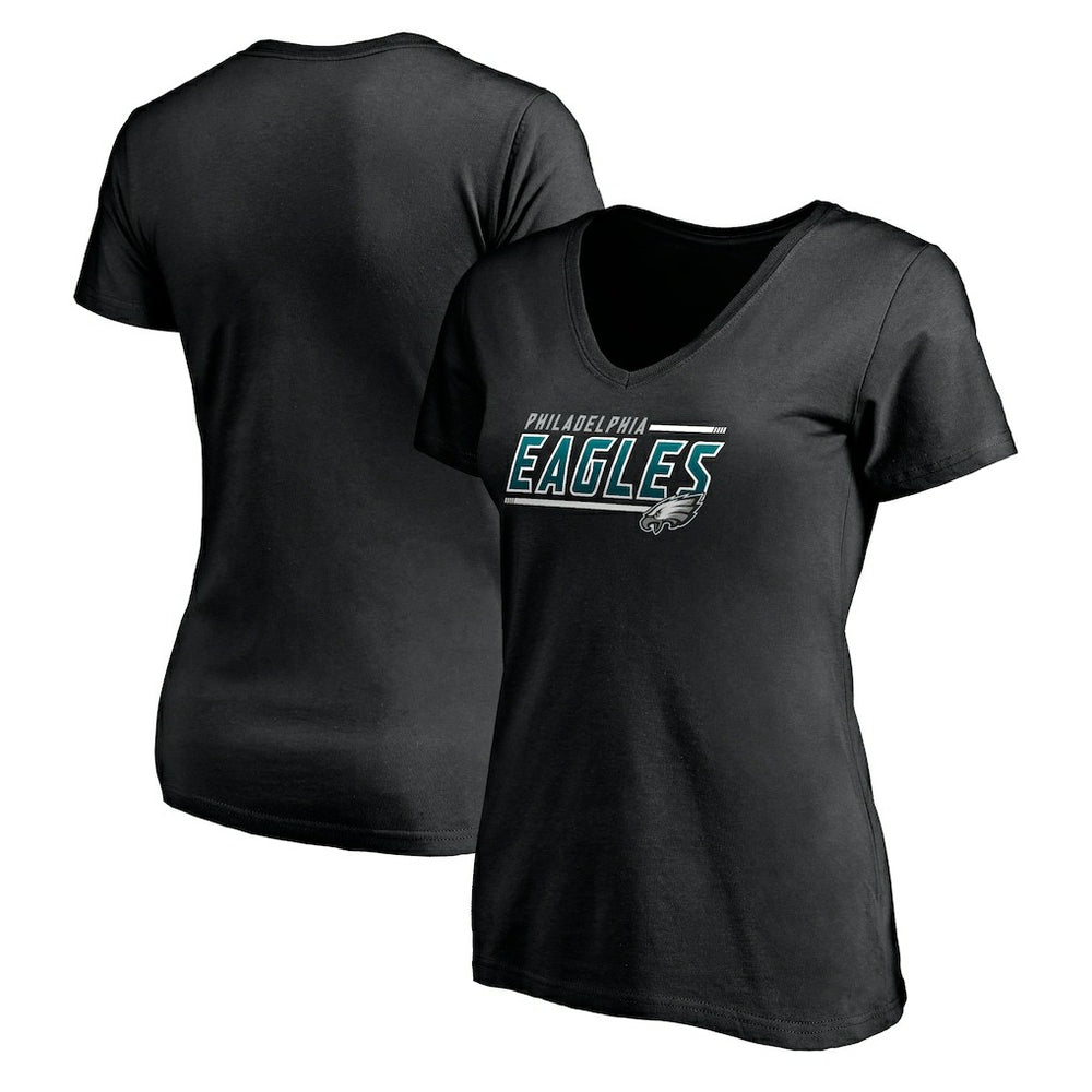 Philadelphia Eagles Women's Mascot In Bounds V-Neck T-Shirt Black - NFL