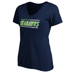 Seattle Seahawks Women's Mascot In Bounds V-Neck T-Shirt College Navy - NFL