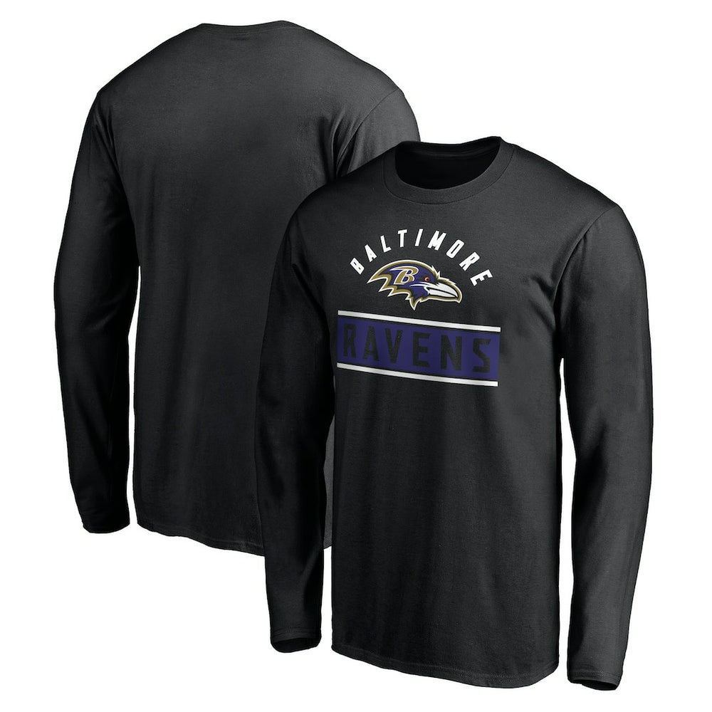 Baltimore Ravens Team Arch Knockout Long Sleeve T-Shirt Black - NFL
