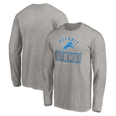 Detroit Lions Team Arch Knockout Long Sleeve T-Shirt Heather Gray - NFL
