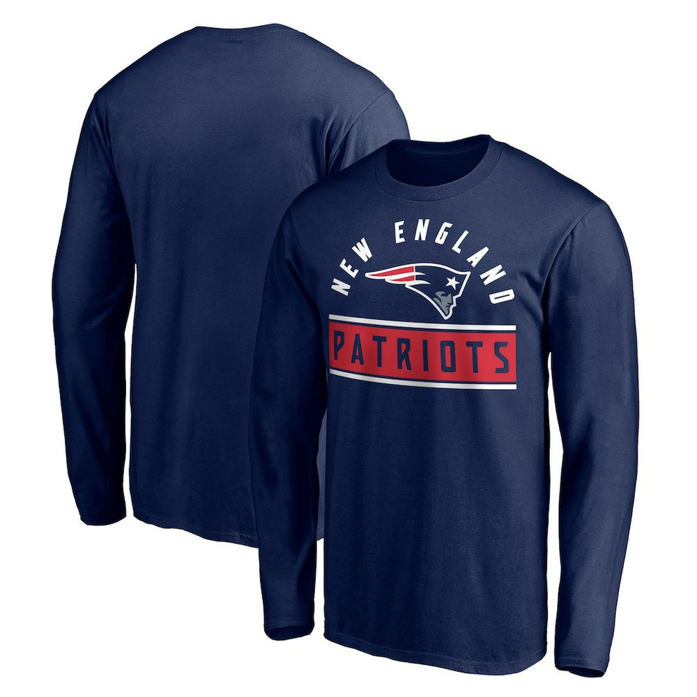 New England Patriots Team Arch Knockout Long Sleeve T-Shirt Navy - NFL