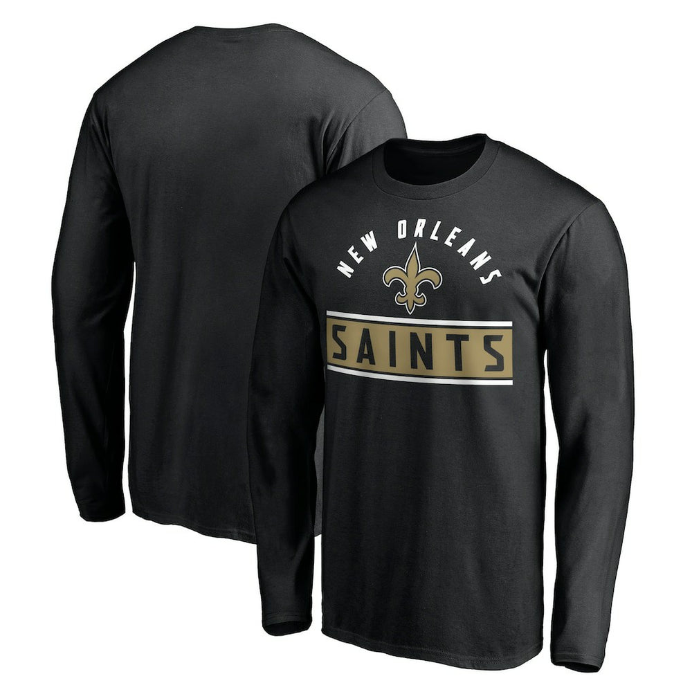 New Orleans Saints Team Arch Knockout Long Sleeve T-Shirt Black - NFL