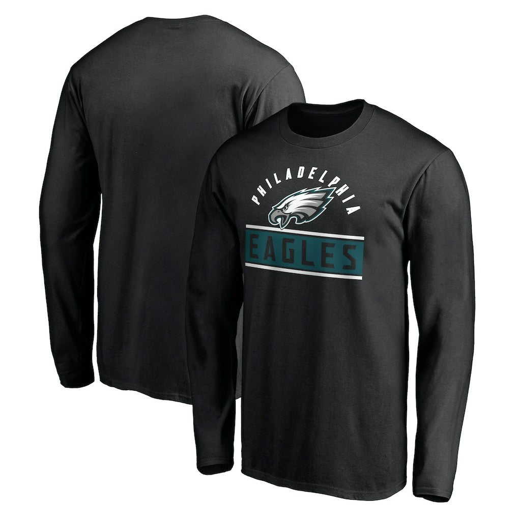 Philadelphia Eagles Team Arch Knockout Long Sleeve T-Shirt Black - NFL