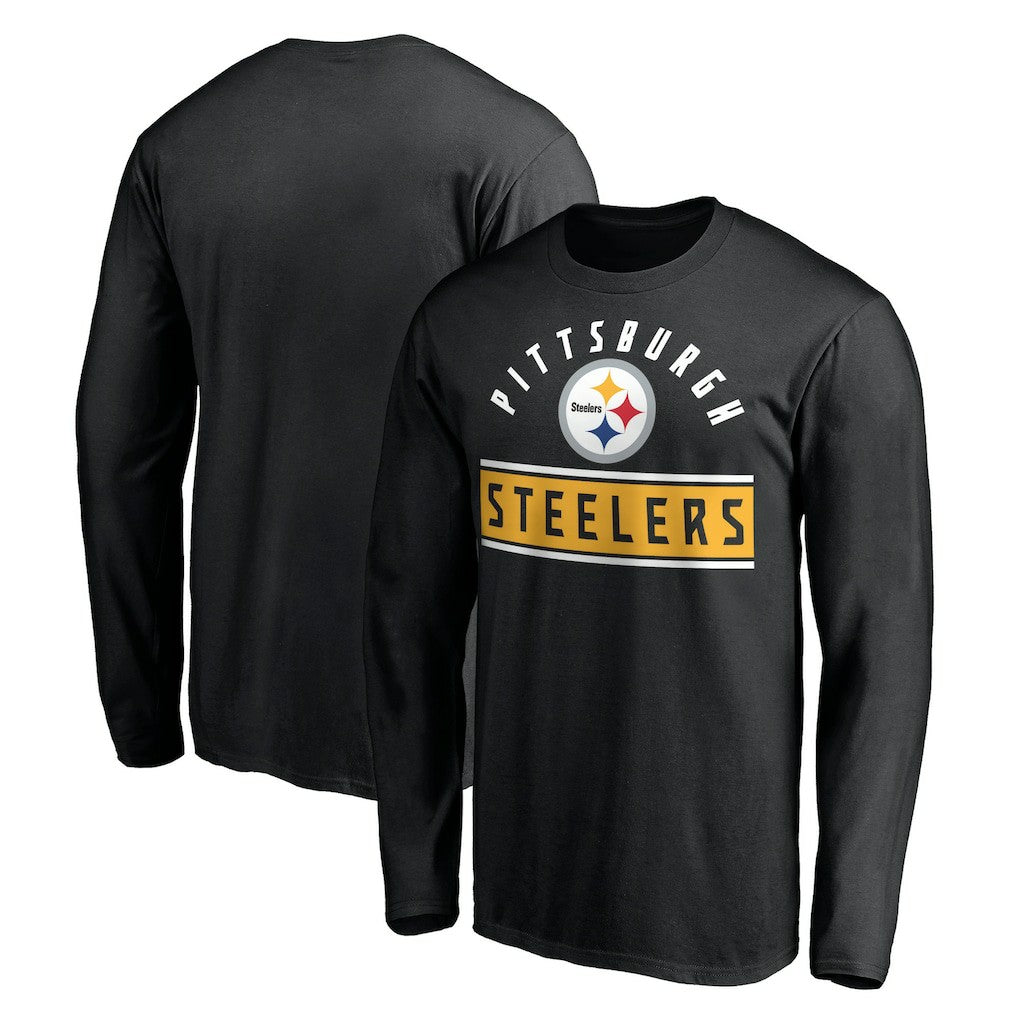 Pittsburgh Steelers Team Arch Knockout Long Sleeve T-Shirt Black - NFL